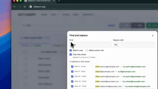 Find and replace in DataSort showing every match before applying