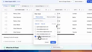 Searching and filtering a column across sheets in a DataSort workbook